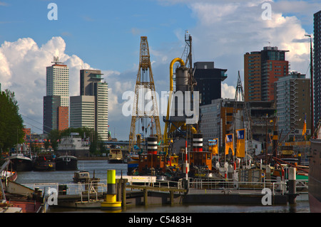 Rotterdam harbour Leuvehaven la province de Hollande du Sud l'Europe Pays-Bas Banque D'Images