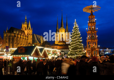 Marché de Noël, Erfurt, Thuringe, Allemagne, Europe Banque D'Images