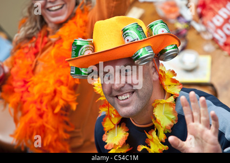 Les Pays-Bas, Amsterdam. Queens Day est une nuit et jour carnival comme événement le 30 avril de chaque année. Banque D'Images