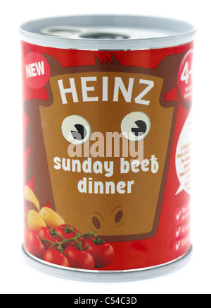 Anneau peut d'aliments pour bébés Heinz dimanche dîner boeuf à partir de l'âge de 4 à 6 mois Banque D'Images