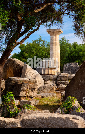 Ruines du temple de Zeus à Olympie, Grèce - Accueil à l'original, à partir des Jeux olympiques en 776 av. Banque D'Images