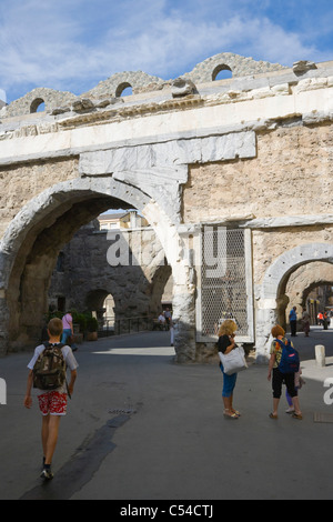 Roman Porta Praetoria, porte de l'Orient, Aoste, vallée d'Aoste, Val d'aoste, Italie Banque D'Images