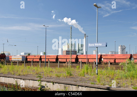 Buna travaille usine chimique, Schkopau, Saxe-Anhalt, Allemagne, Europe Banque D'Images