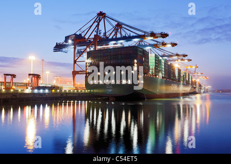 Porte-conteneurs CSCL Étoiles à Hong Kong, l'un des plus grands porte-conteneurs au monde, Eurokai Container Terminal, Hambourg Banque D'Images