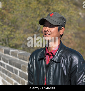 Portrait d'un homme à la section de Mutianyu de la Grande Muraille de Chine, Beijing, Chine Banque D'Images