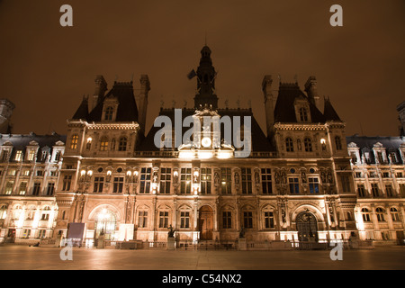 Paris - Hôtel de Ville dans la nuit - Hôtel de ville Banque D'Images