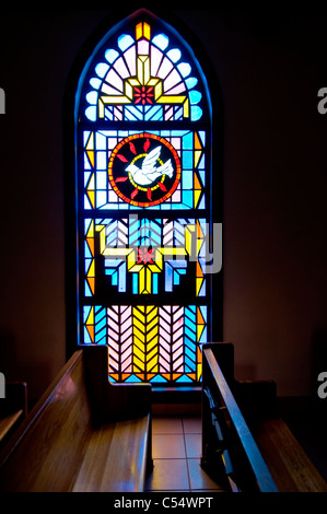 Vitrail dans une cathédrale, la cathédrale de Saint François, Santa Fe, New Mexico, USA Banque D'Images