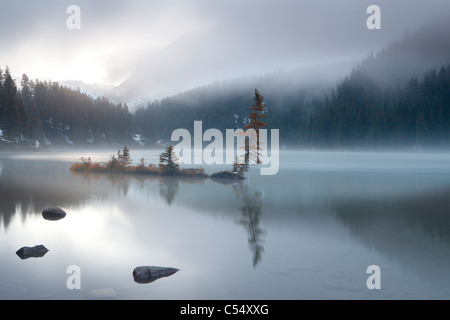 Vue panoramique sur un lac, le lac Two Jack, Banff, Banff National Park, Alberta, Canada Banque D'Images