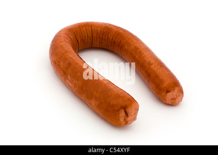 Saucisse fumée isolated on white Banque D'Images