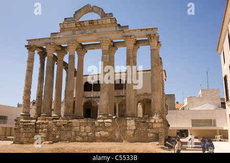 Le Temple Romain de Diana à Merida, Badajoz, Estrémadure province région, Espagne, le 4 mai 2001. Banque D'Images