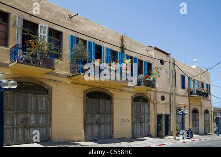 Maison traditionnelle basse longue dans la vieille ville de Jaffa Tel Aviv ISRAËL Banque D'Images