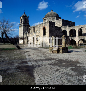 Façade d'une église, Mission San Jose, San Antonio, Texas, USA Banque D'Images