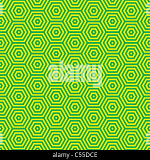 Rétro années 70 vert et jaune motif papier peint inspiré Banque D'Images