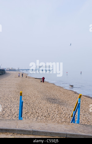 Début de journée de printemps sur la plage Cleethorpes, South Humberside, Royaume-Uni Banque D'Images