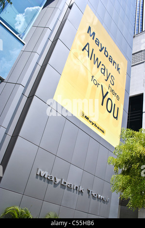 Maybank Tower Building Sign Singapour cdb Banque D'Images