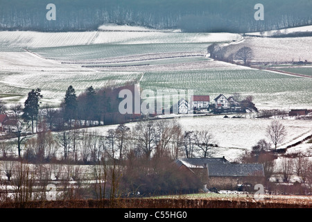 Les Pays-Bas, Epen, vue panoramique sur ossature de bois. L'hiver, la neige Banque D'Images