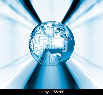 D'un rendu 3D wireframe globe on abstract background Banque D'Images