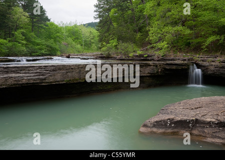 Dans un Rock Creek, Haw Creek, Haw Creek Falls, monts Ozark, Ozark National Forest, North Carolina, USA Banque D'Images