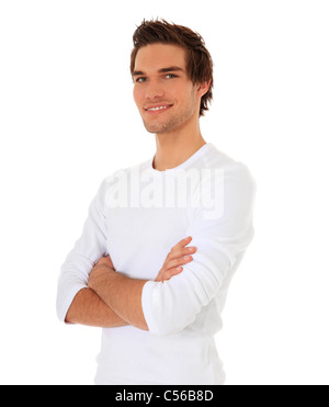 Beau jeune homme. Le tout sur fond blanc. Banque D'Images