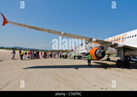 Les gens à bord d'un Airbus A319 de Czech Airlines Banque D'Images