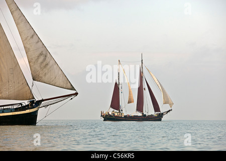 Les Pays-Bas, l'Enkhuizen. La course annuelle des bateaux à voile traditionnels appelés Klipperrace. Banque D'Images