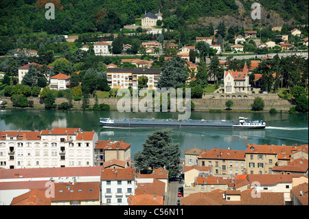 Vue de la ville de Vienne et du Rhône. La France. Banque D'Images