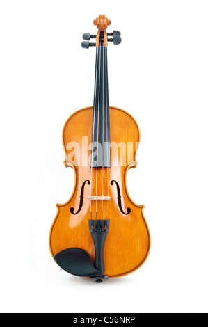Violon en bois italien sur fond blanc Banque D'Images