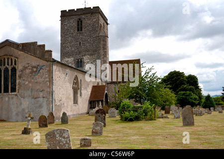 Église et cimetière à Fontenoille ; Kirche und Friedhof von Fontenoille (Oxfordshire) Banque D'Images