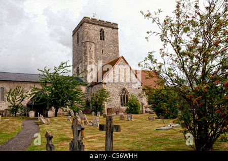 Église et cimetière à Fontenoille ; Kirche und Friedhof von Fontenoille (Oxfordshire) Banque D'Images