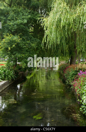 La rivière qui traverse Itchen Winchester, Hampshire Banque D'Images