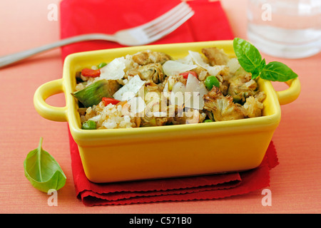 Artichauts risotto avec le curry. Recette disponible. Banque D'Images