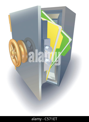 Concept de protection des données, des fichiers protégés en toute sécurité dans un coffre-fort en métal Banque D'Images