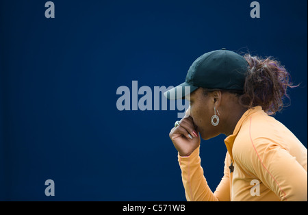 Samedi 11.06.2011. Tournoi de tennis International Aegon, Eastbourne, East Sussex. Serena Williams de USA pratiquant sur cour Banque D'Images