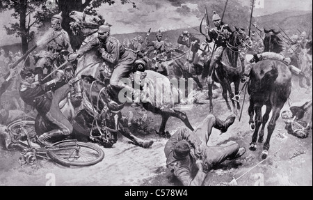 Les combats entre forces de cavalerie des Allemands et Français pendant la Première Guerre mondiale. Banque D'Images