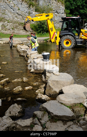 Stepping Stones en réparation dovedale derbyshire england uk Banque D'Images