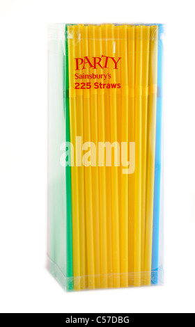 Sur 225 conteneurs mixtes Sainsburys Parti couleur pailles. Banque D'Images