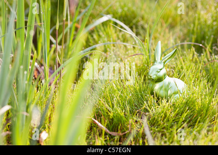 Lapin de Pâques cachés dans l'herbe haute Banque D'Images