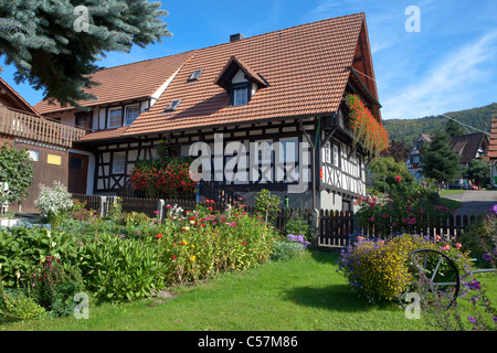 Bauernhaus und Bauerngarten, Blumengarten dans Sasbachwalden, agriculteur Maison et jardin fleuri Banque D'Images