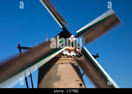 Les Pays-Bas, Kinderdijk, Moulin, Patrimoine Mondial de l'Unesco. Banque D'Images