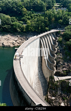 La Suisse, l'Europe, le Tessin, la vallée de Verzasca, barrage, Lago di Vogorno, énergie, mur de barrage Banque D'Images