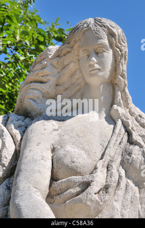 Statue, Lorelei, Mariano Pinton, Saint Goarshausen, vallée du Rhin, le patrimoine mondial, l'UNESCO, Rhénanie-Palatinat, Allemagne Banque D'Images