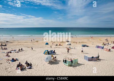 St Ives - Plage de Porthmeor - Cornwall, Angleterre, Royaume-Uni. Banque D'Images