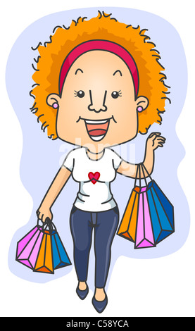 Une transmission d'Woman Carrying Shopping Bags Banque D'Images