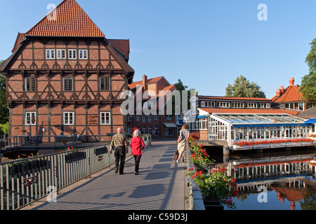 Restaurant 'Luener Muehle' et l'hôtel Bergstroem, Lunebourg, Basse-Saxe, Allemagne Banque D'Images