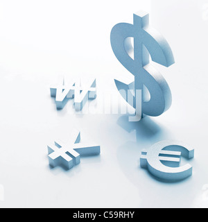 Close-up de divers symboles de devises Banque D'Images