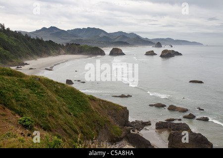 Avis de Crescent Bay Cannon Beach Oregon Coast de parc d'état d'Ecola Banque D'Images