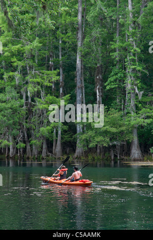 Les kayakistes bénéficiant d'une sortie à Manatee Springs State Park, Floride Banque D'Images