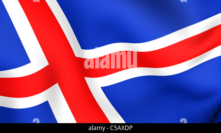 Drapeau de l'Islande. Close up. Vue de face. Banque D'Images