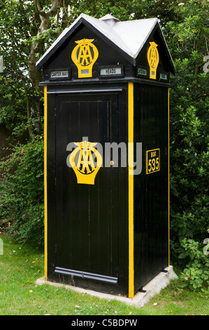 Vieux AA call box, Beamish Open Air Museum, County Durham, Angleterre du Nord-Est, Royaume-Uni Banque D'Images