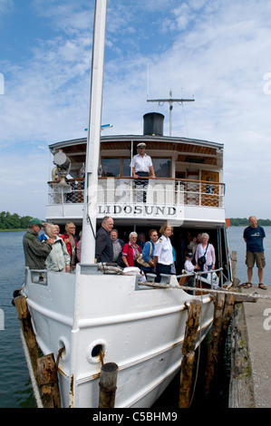 L'archipel de Stockholm dernière vapeur au charbon Le S/S Blidösund célèbre son 100e anniversaire de l'île de Rödlöga. Banque D'Images